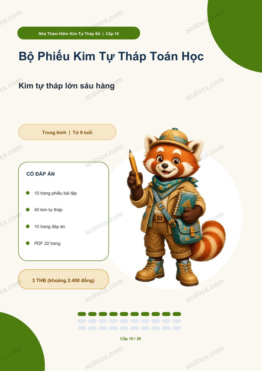 Bộ Phiếu Kim Tự Tháp Toán Học Cấp 10 | Kim tự tháp lớn sáu hàng có đáp án