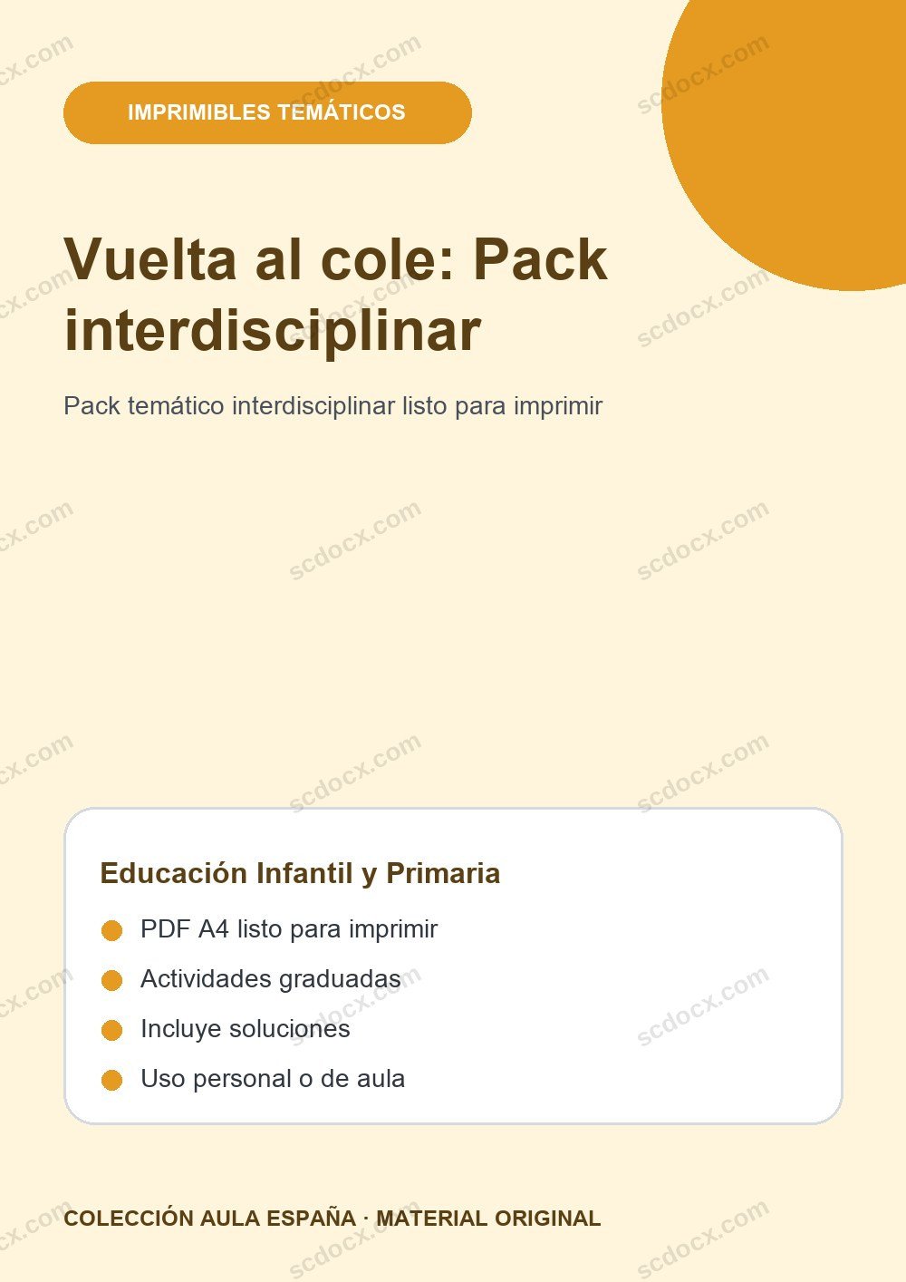 Vuelta al cole: Pack interdisciplinar