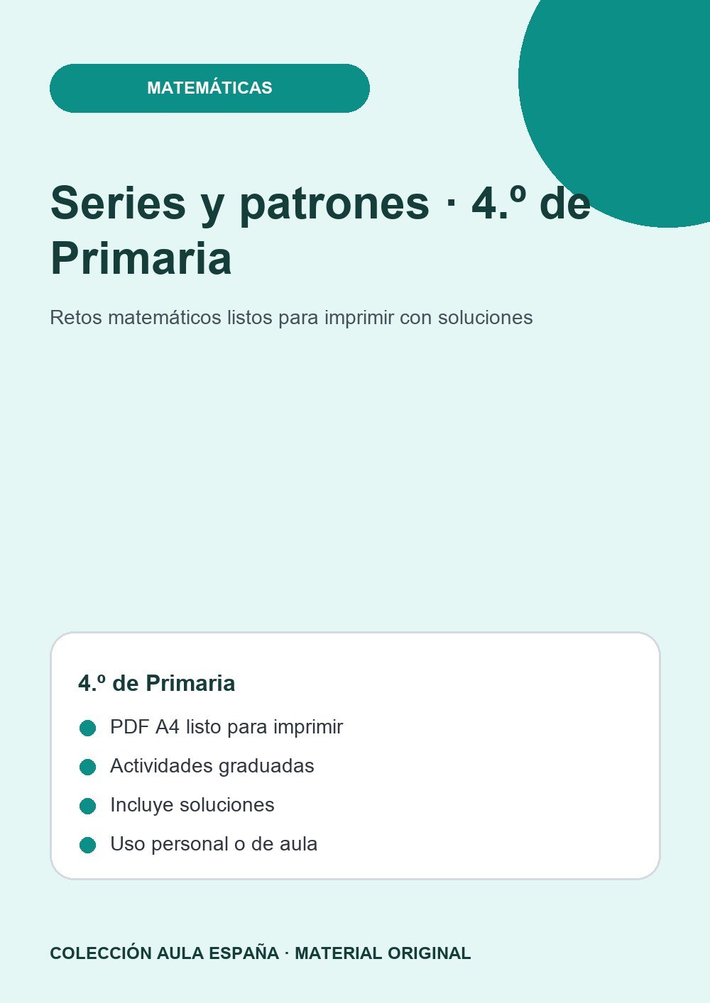 Series y patrones · 4.º de Primaria
