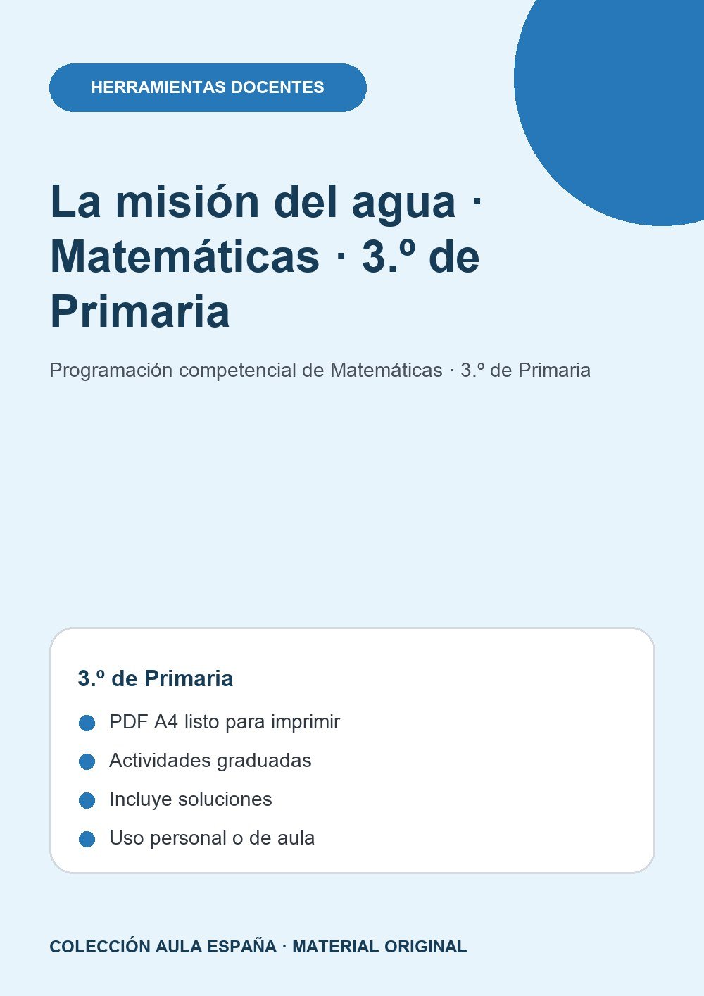 La misión del agua · Matemáticas · 3.º de Primaria