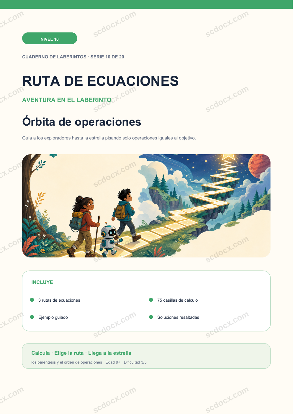 Ruta de ecuaciones Nivel 10 | Órbita de operaciones con soluciones