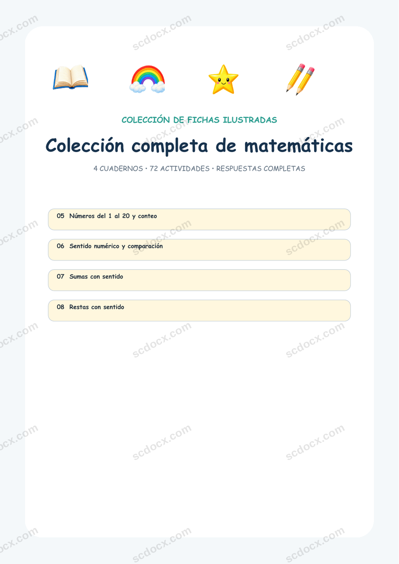 Colección completa de matemáticas | 4 cuadernos | 102 páginas | A4 | Edición México