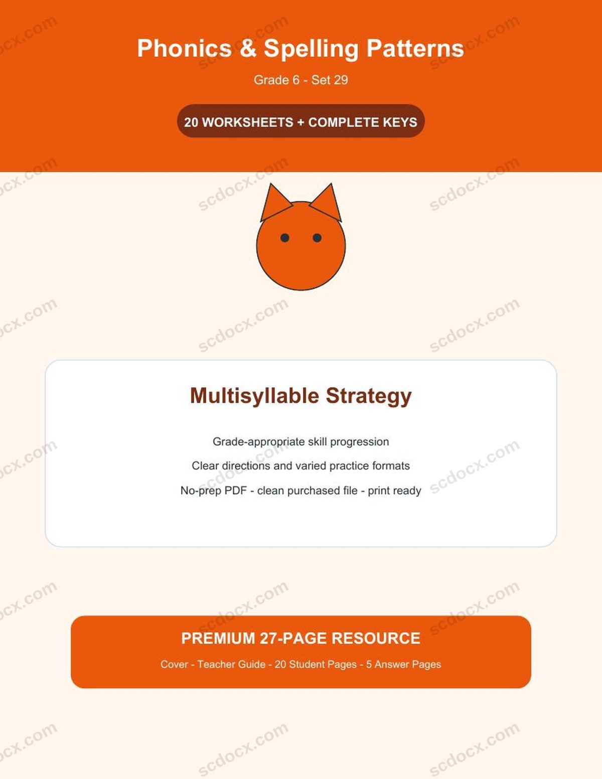 Phonics & Spelling Patterns | Grade 6 | Multisyllable Strategy | 20 Worksheets + Answer Keys