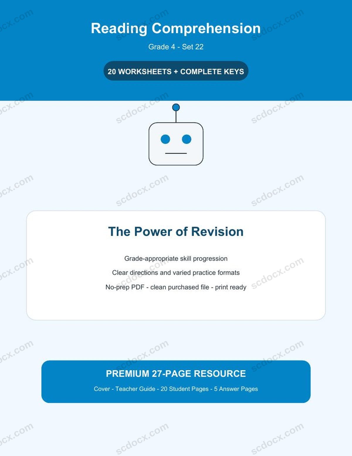 Reading Comprehension | Grade 4 | The Power of Revision | 20 Worksheets + Answer Keys
