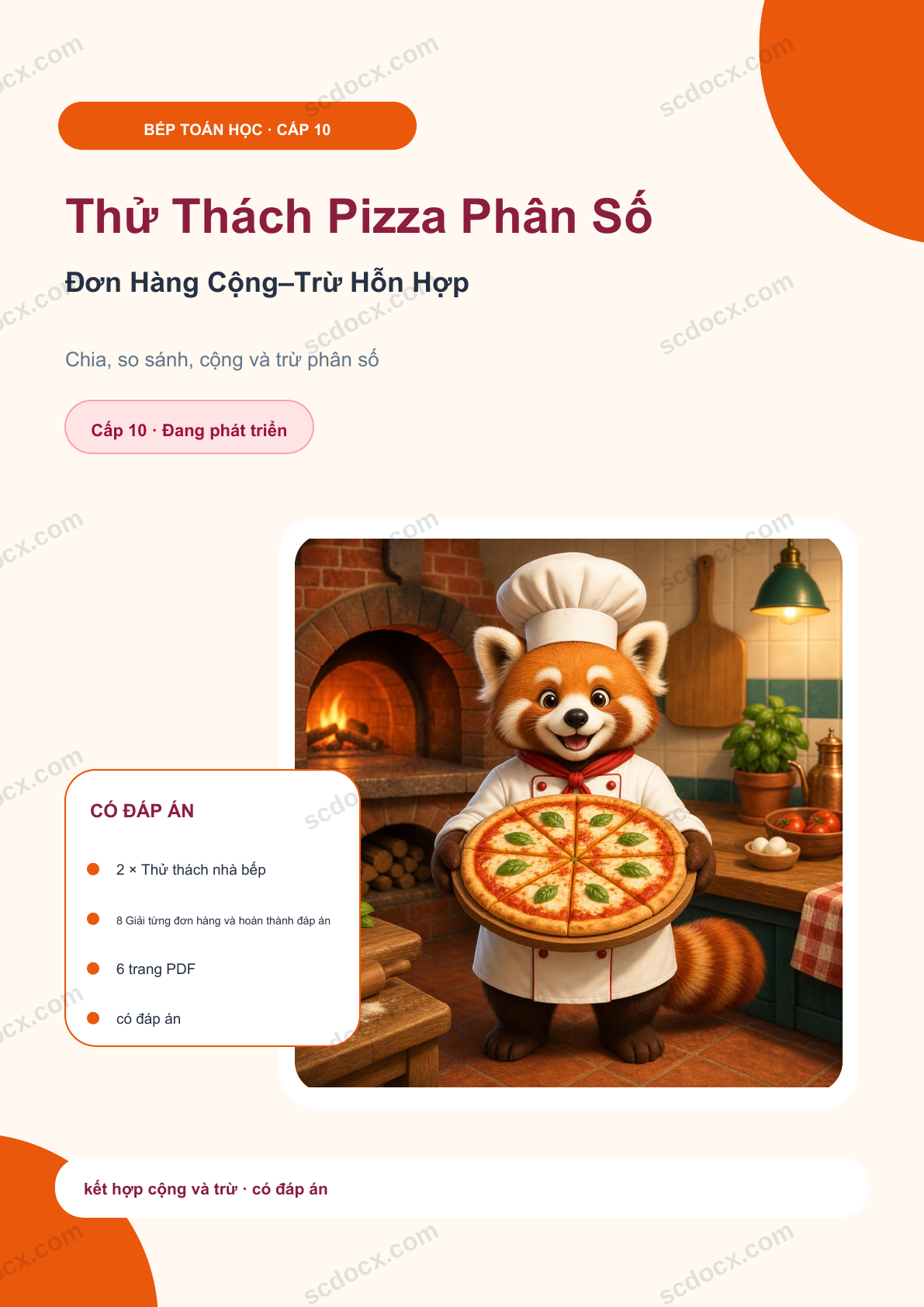 Thử Thách Pizza Phân Số Cấp 10 | Đơn Hàng Cộng–Trừ Hỗn Hợp có đáp án