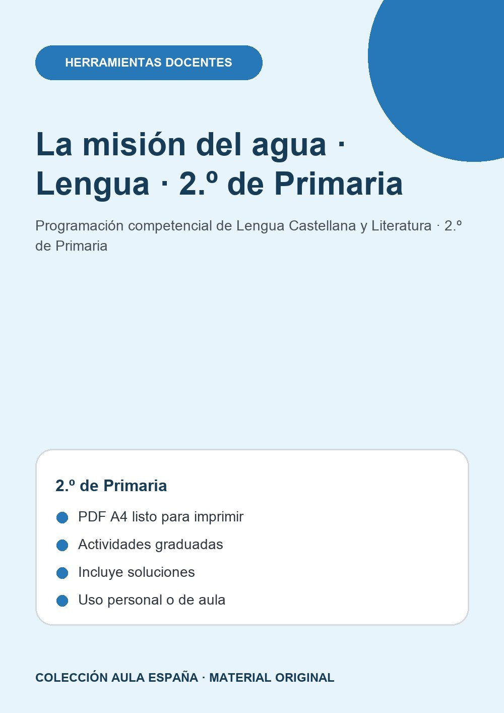 La misión del agua · Lengua · 2.º de Primaria