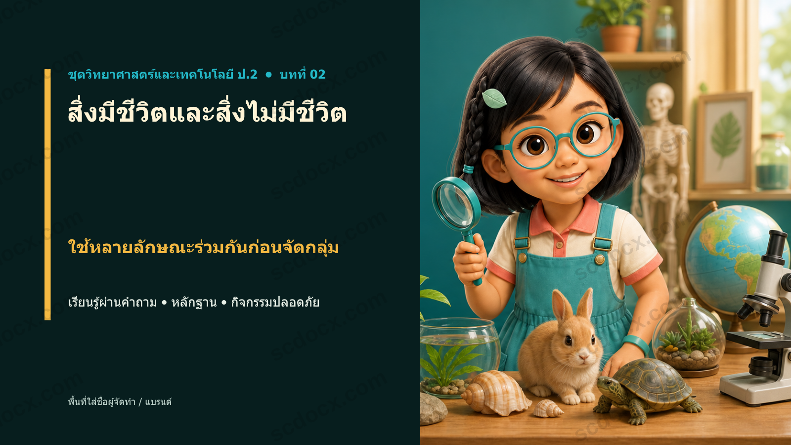 PowerPoint วิทยาศาสตร์ ป.2 บทที่ 02 สิ่งมีชีวิตและสิ่งไม่มีชีวิต พร้อมสอน