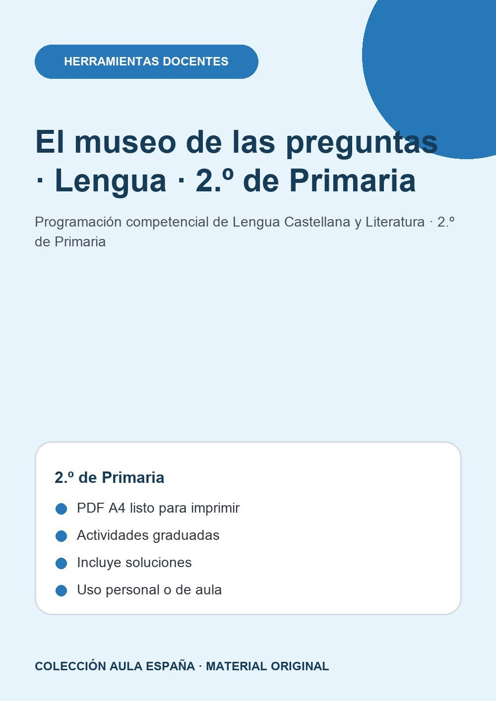 El museo de las preguntas · Lengua · 2.º de Primaria