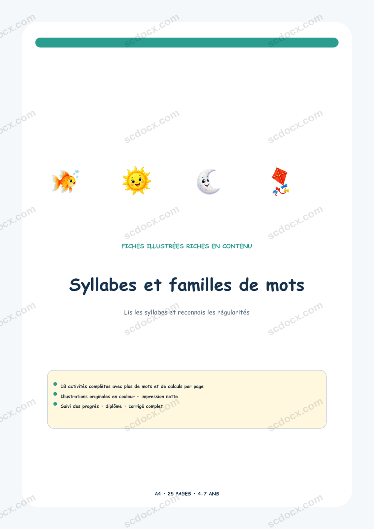 Syllabes et familles de mots | 18 activités + corrigé | A4 | Édition France