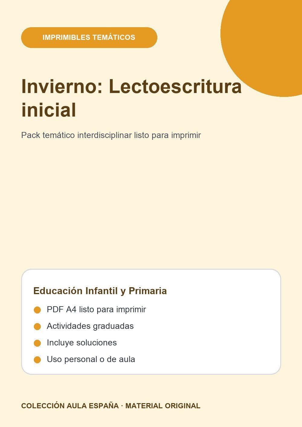 Invierno: Lectoescritura inicial