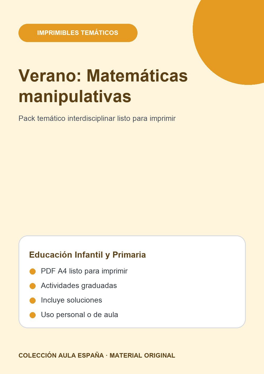 Verano: Matemáticas manipulativas