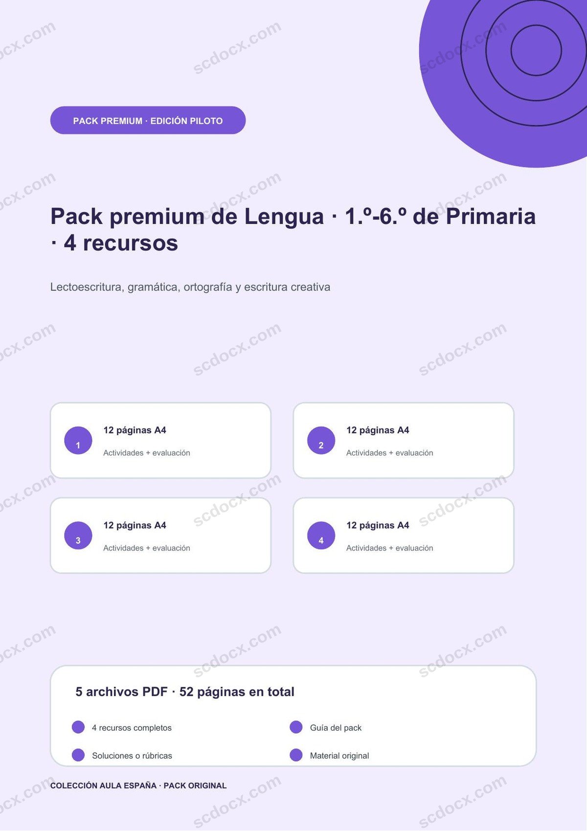 Pack premium de Lengua · 1.º-6.º de Primaria · 4 recursos