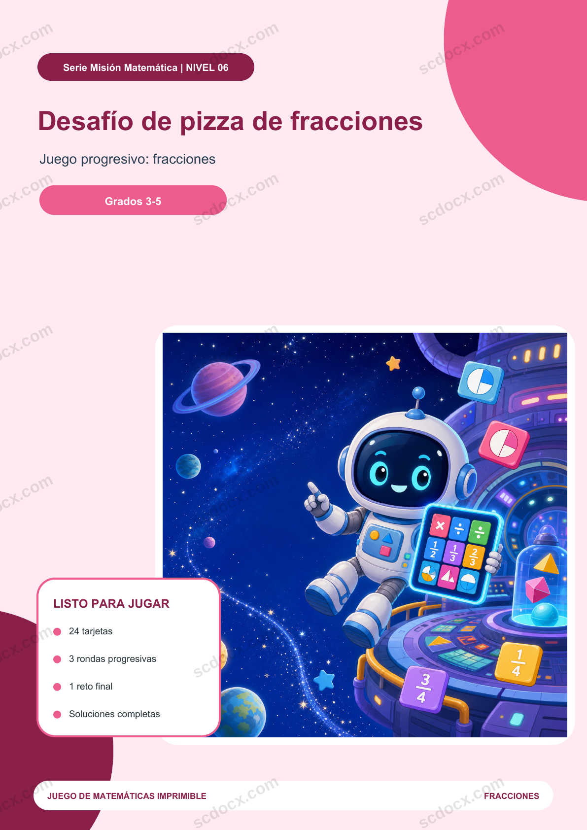 Desafío de pizza de fracciones | Juego de matemáticas con soluciones