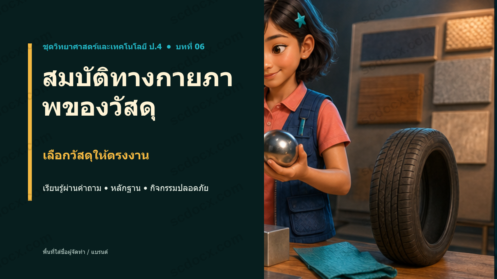 PowerPoint วิทยาศาสตร์ ป.4 บทที่ 06 สมบัติทางกายภาพของวัสดุ พร้อมสอน