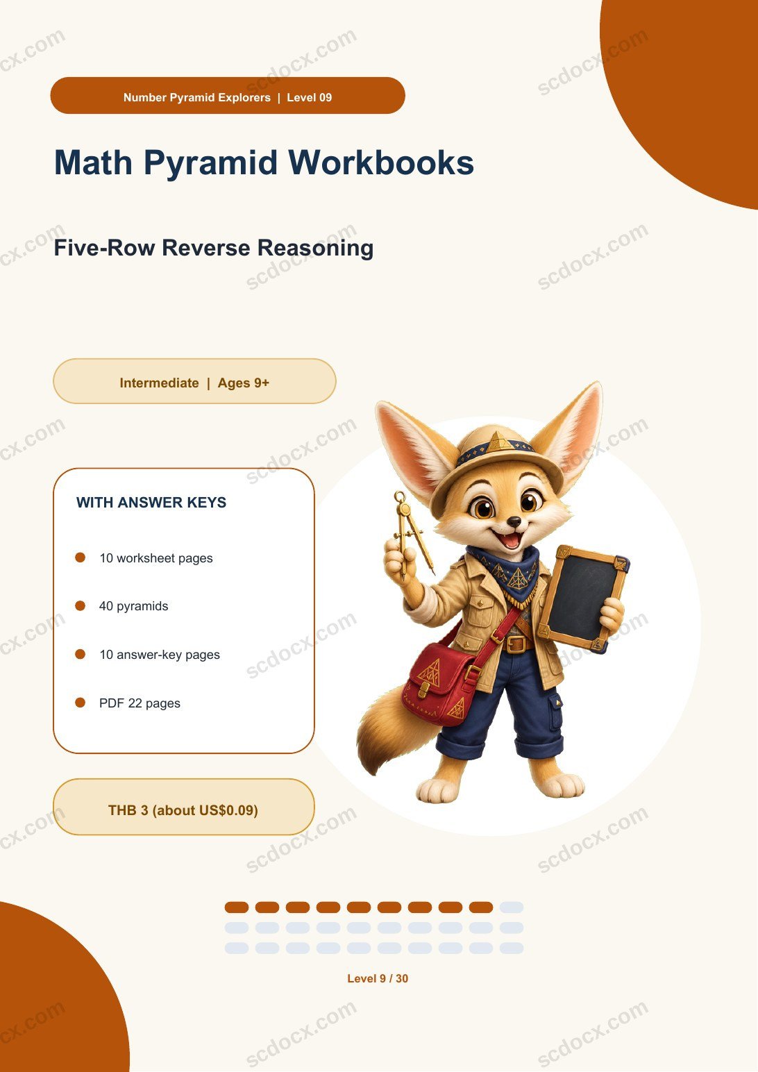 Math Pyramid Workbooks Level 09 | Five-Row Reverse Reasoning with Answer Keys