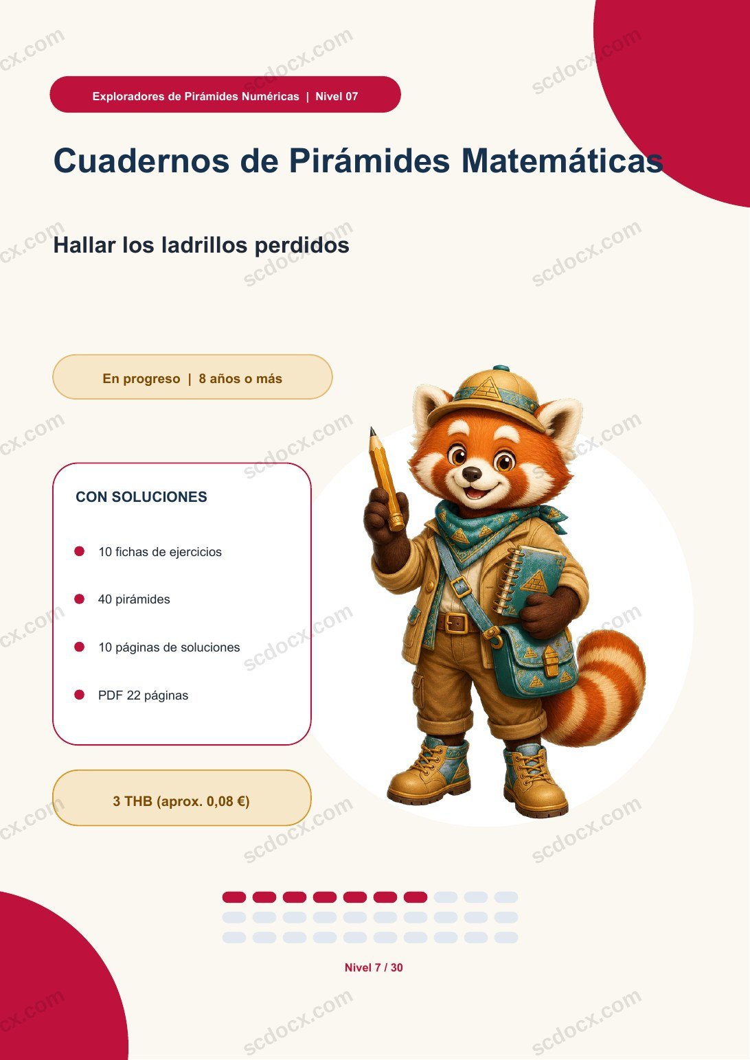 Cuadernos de Pirámides Matemáticas Nivel 07 | Hallar los ladrillos perdidos con soluciones