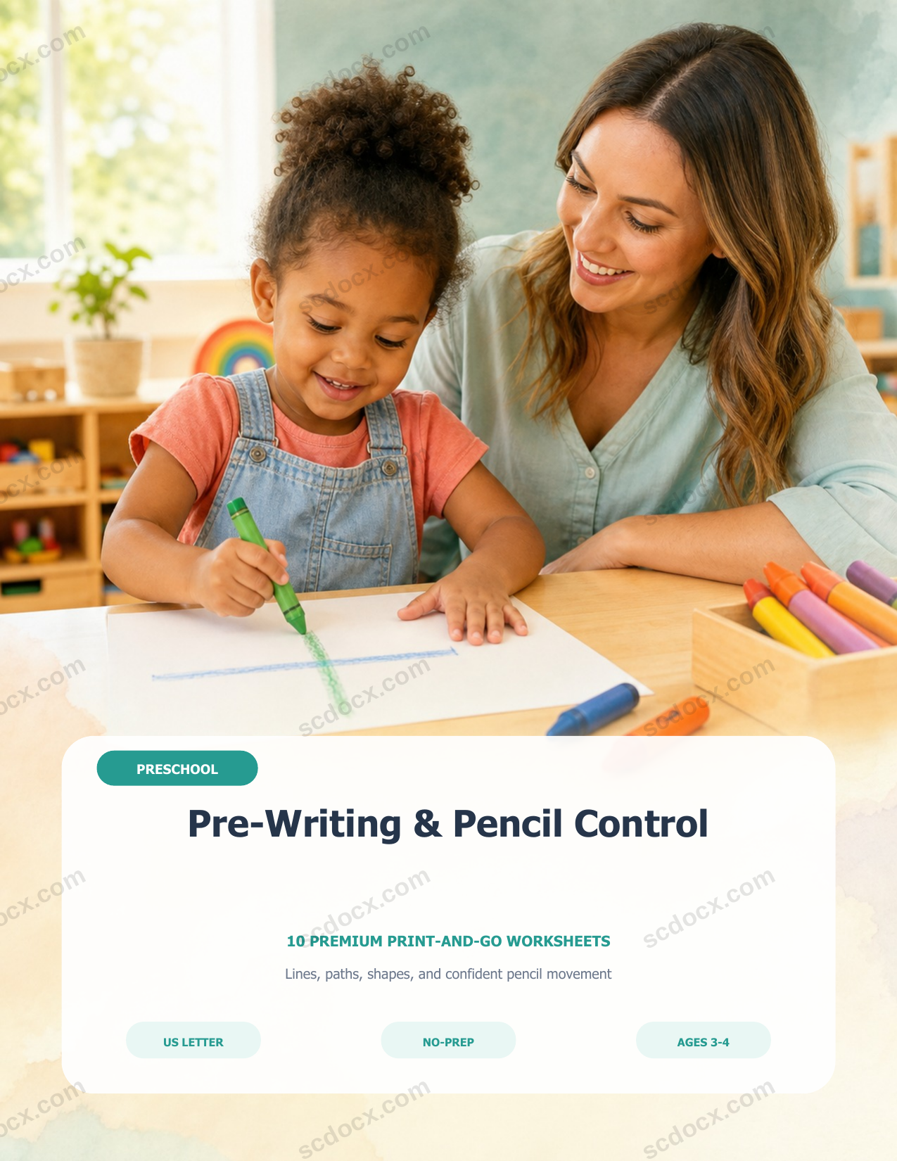 USA Pre-Writing & Pencil Control | Preschool | 10 Premium Worksheets