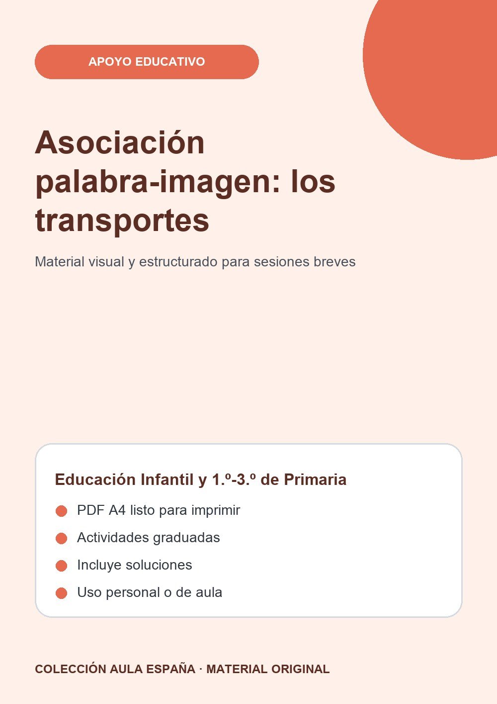 Asociación palabra-imagen: los transportes