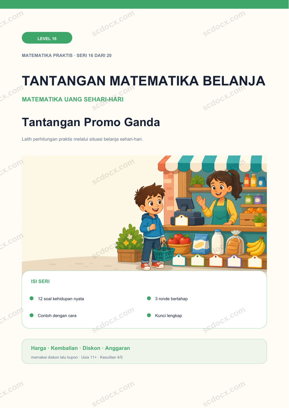 Tantangan Matematika Belanja Level 16 | Tantangan Promo Ganda dengan Jawaban