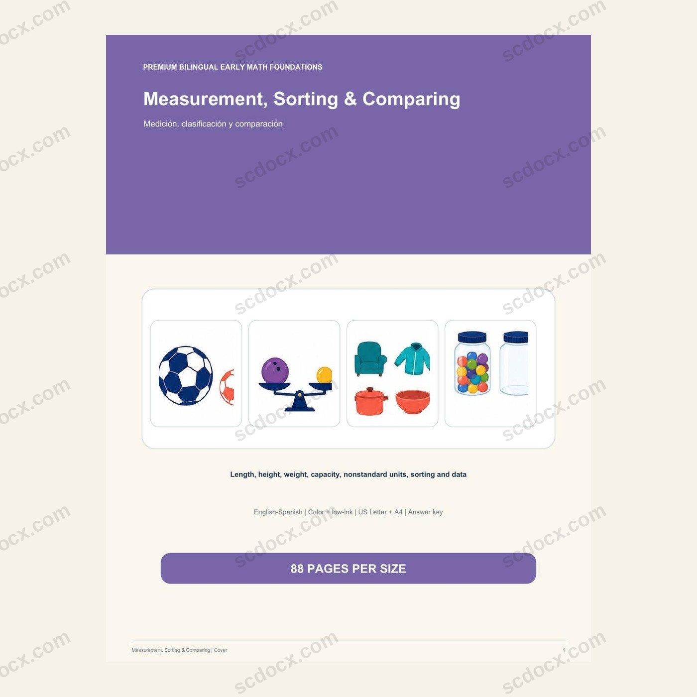 Bilingual Measurement, Sorting & Comparing | วัด-จัดกลุ่ม-เปรียบเทียบ 88 หน้า