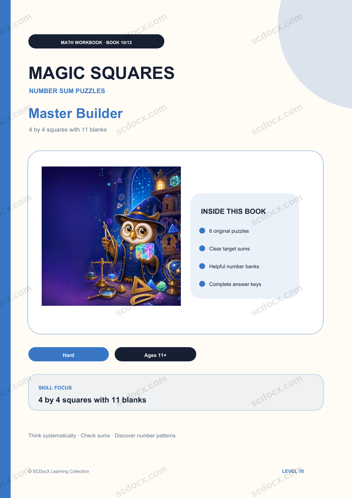 Magic Squares Level 10 | Master Builder with Answers