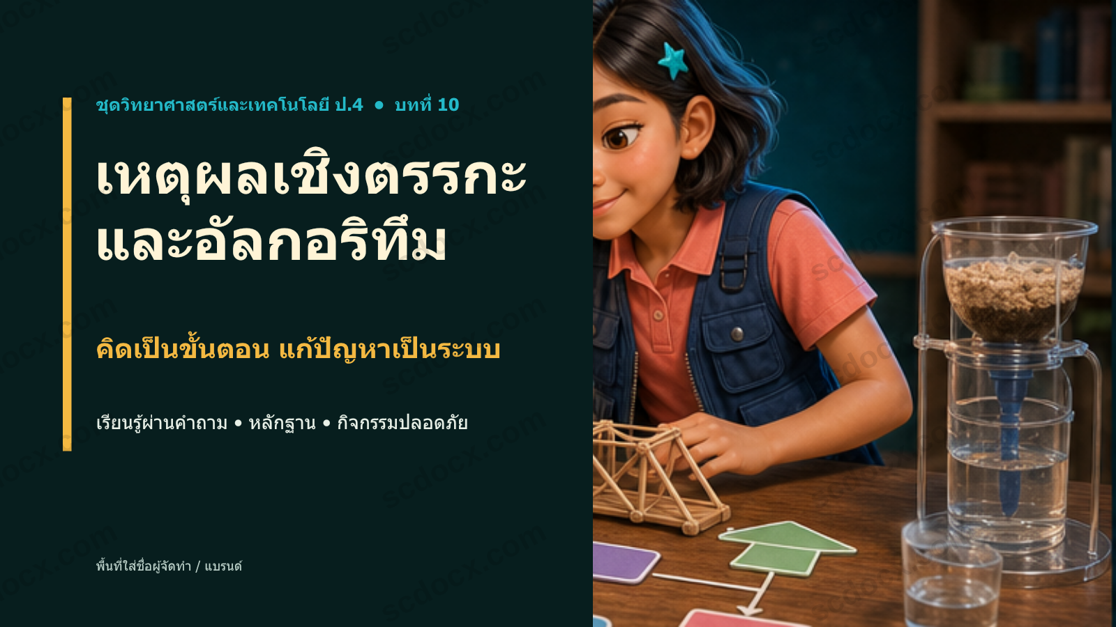 PowerPoint วิทยาศาสตร์ ป.4 บทที่ 10 เหตุผลเชิงตรรกะและอัลกอริทึม พร้อมสอน
