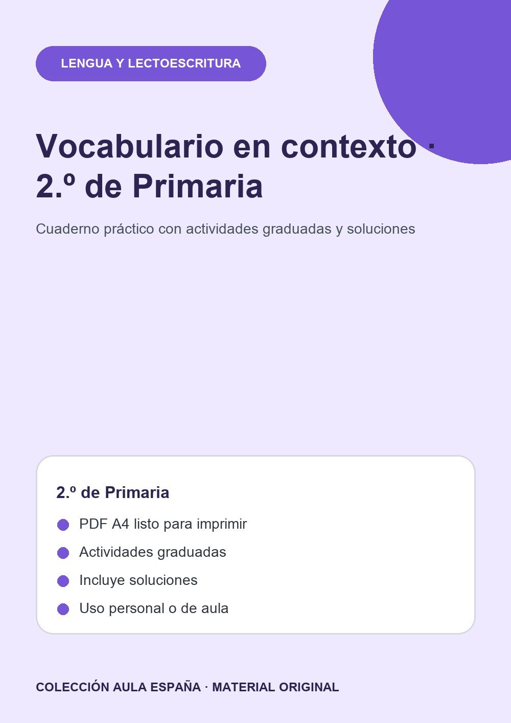 Vocabulario en contexto · 2.º de Primaria