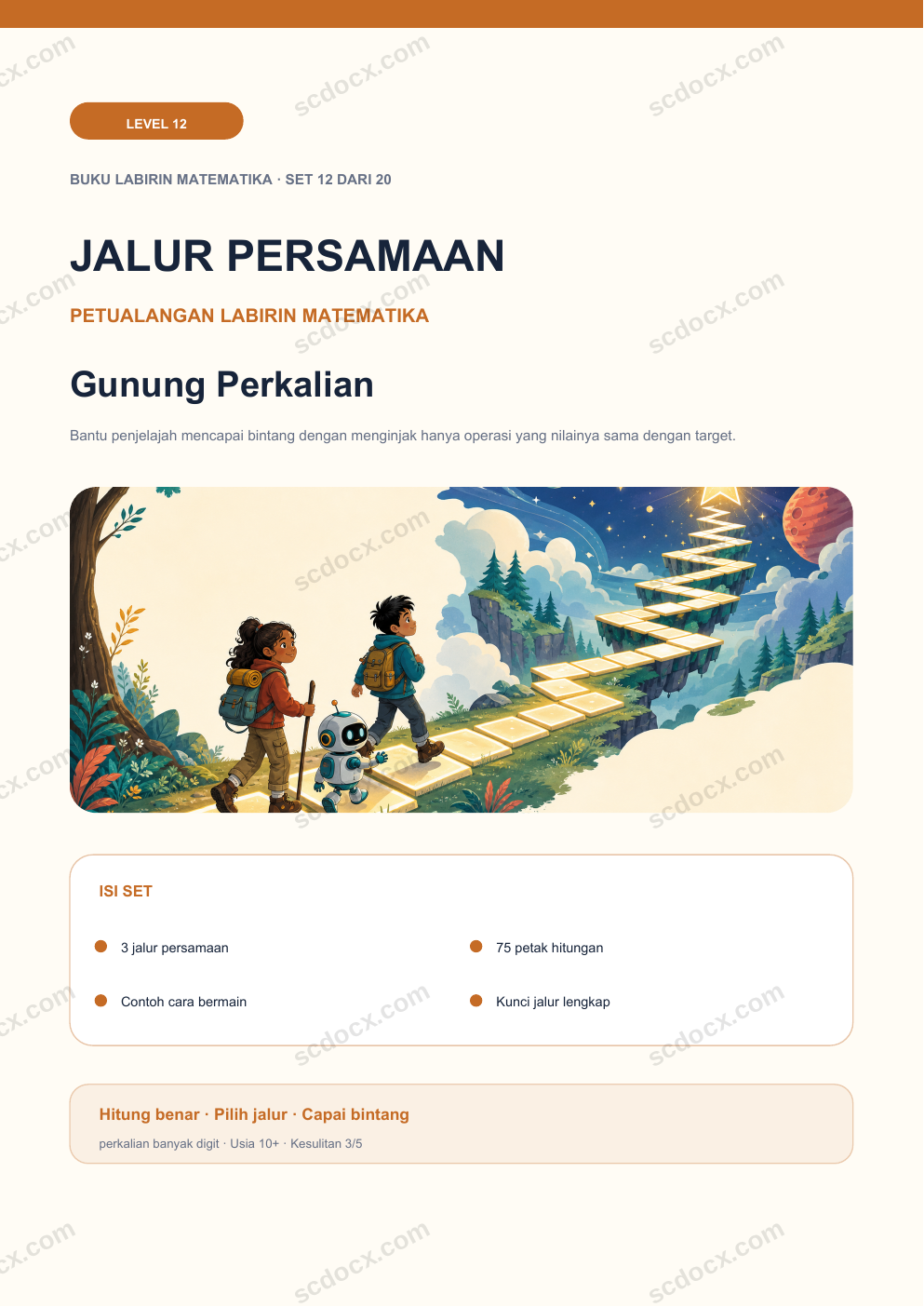 Jalur Persamaan Level 12 | Gunung Perkalian dengan Jawaban