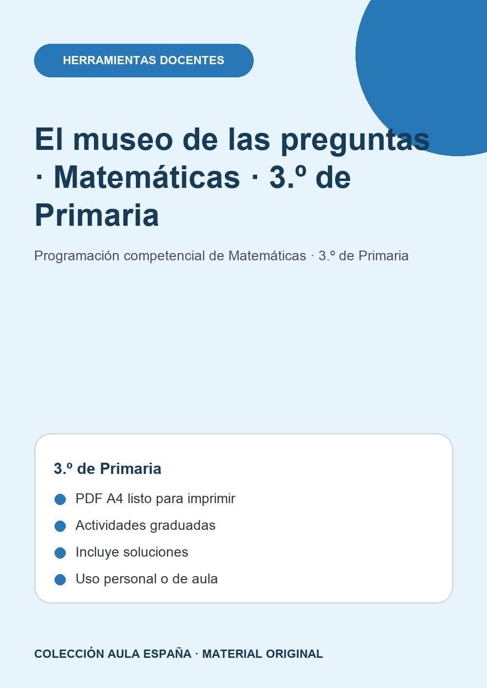 El museo de las preguntas · Matemáticas · 3.º de Primaria