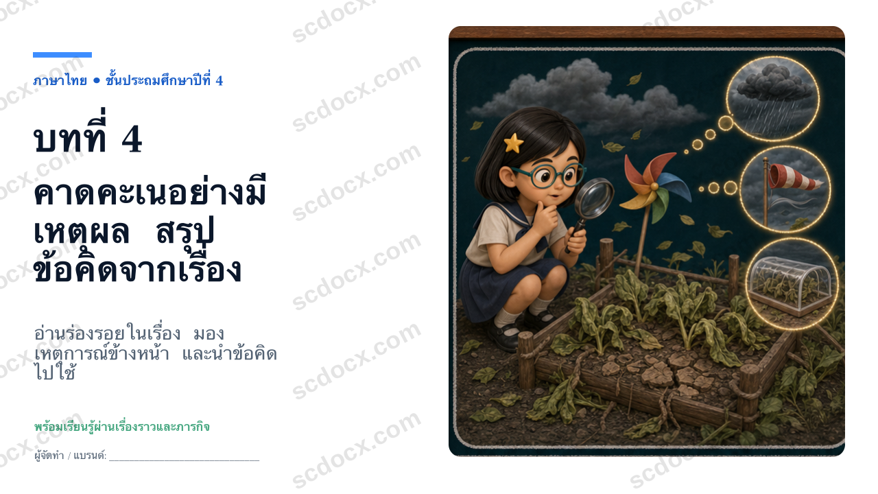 PowerPoint ภาษาไทย ป.4 บทที่ 4 คาดคะเนและสรุปข้อคิด