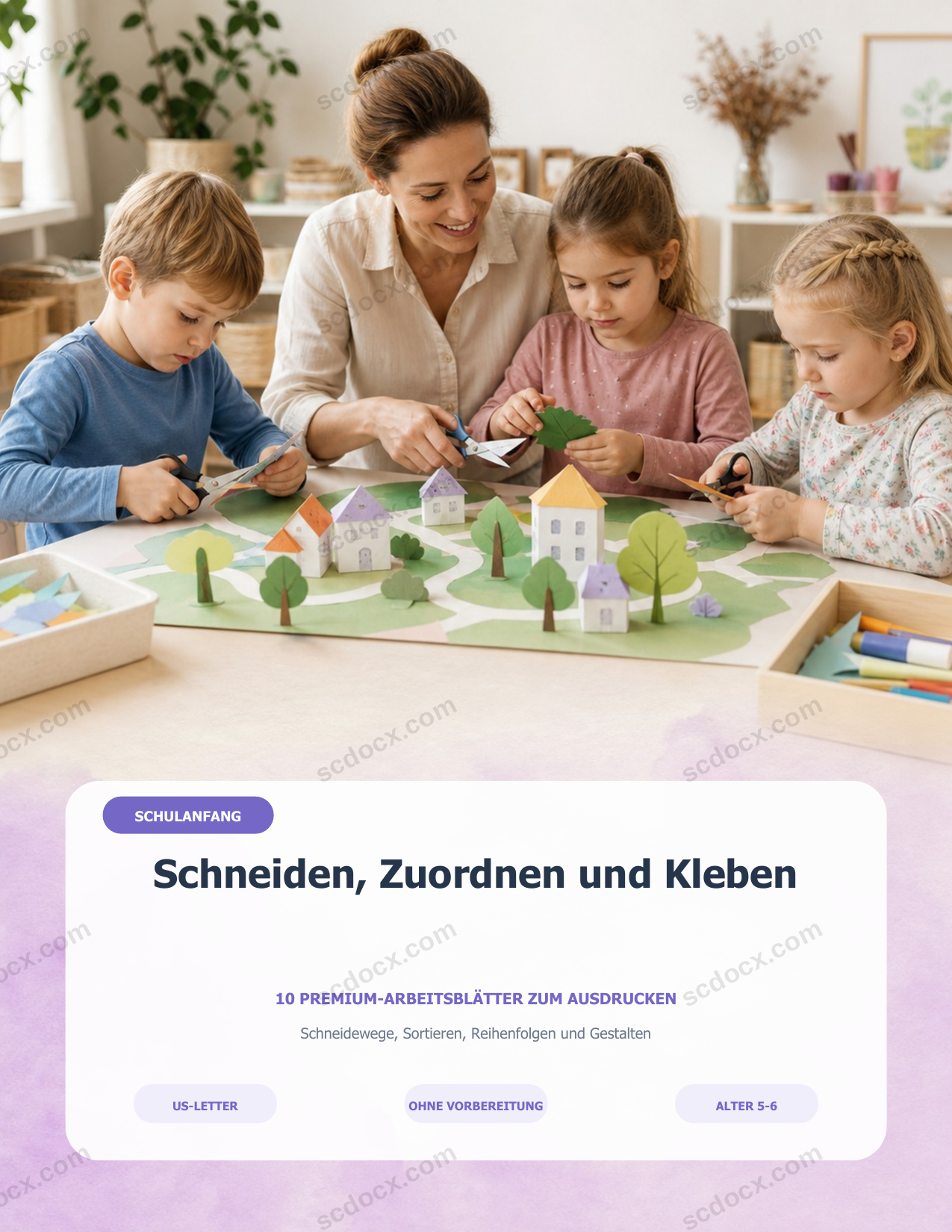 DEUTSCH | Schneiden, Zuordnen und Kleben | Schulanfang | 10 Premium-Arbeitsblätter