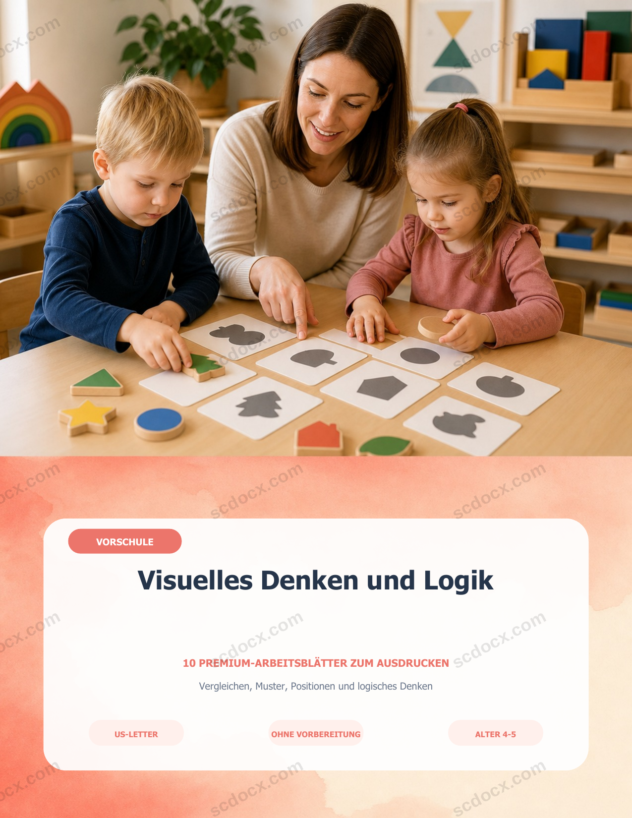 DEUTSCH | Visuelles Denken und Logik | Vorschule | 10 Premium-Arbeitsblätter