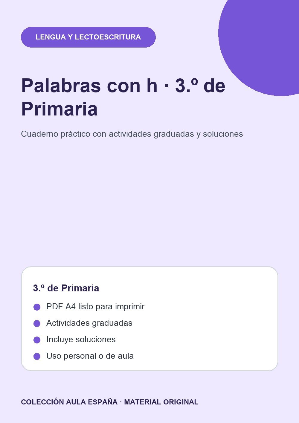 Palabras con h · 3.º de Primaria