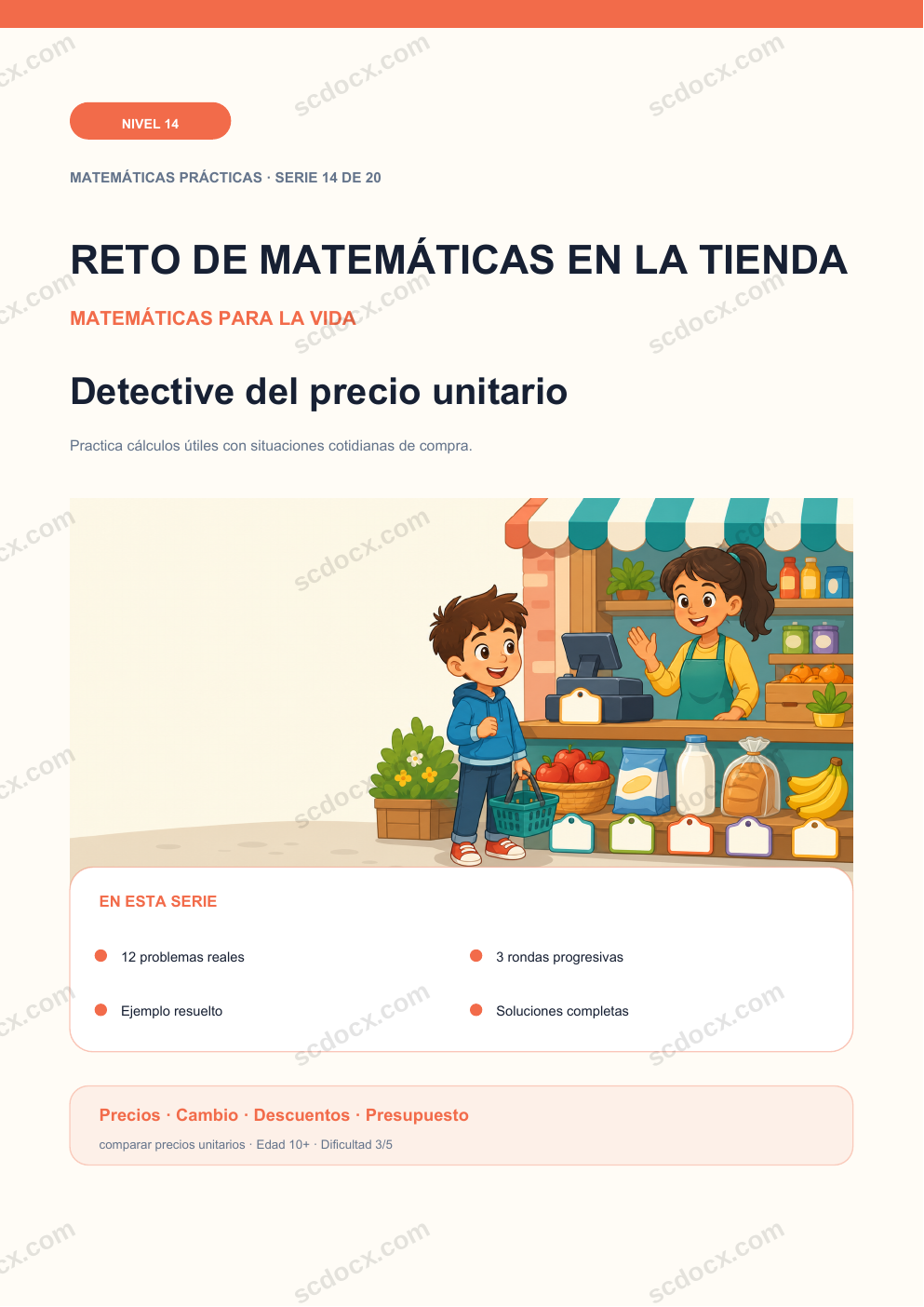 Reto de matemáticas en la tienda Nivel 14 | Detective del precio unitario con soluciones