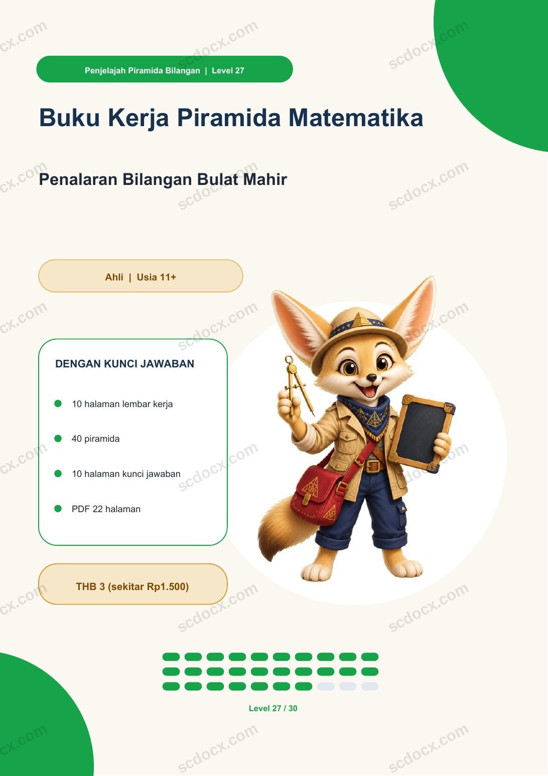 Buku Kerja Piramida Matematika Level 27 | Penalaran Bilangan Bulat Mahir dengan kunci jawaban