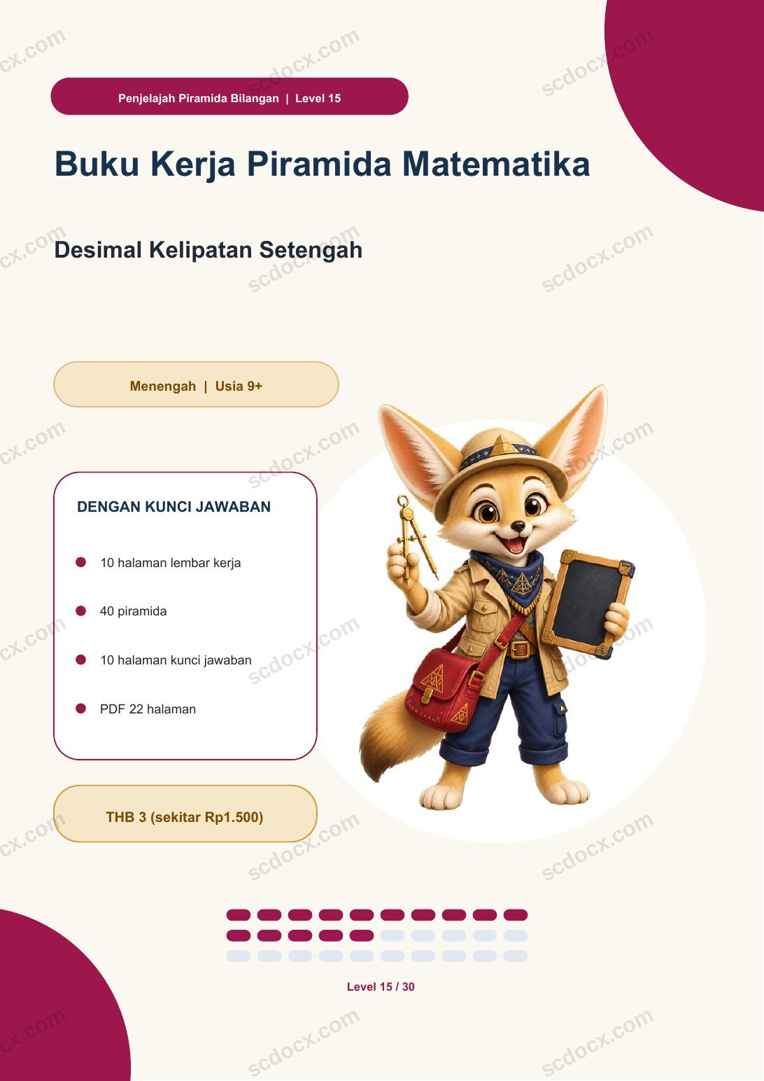 Buku Kerja Piramida Matematika Level 15 | Desimal Kelipatan Setengah dengan kunci jawaban