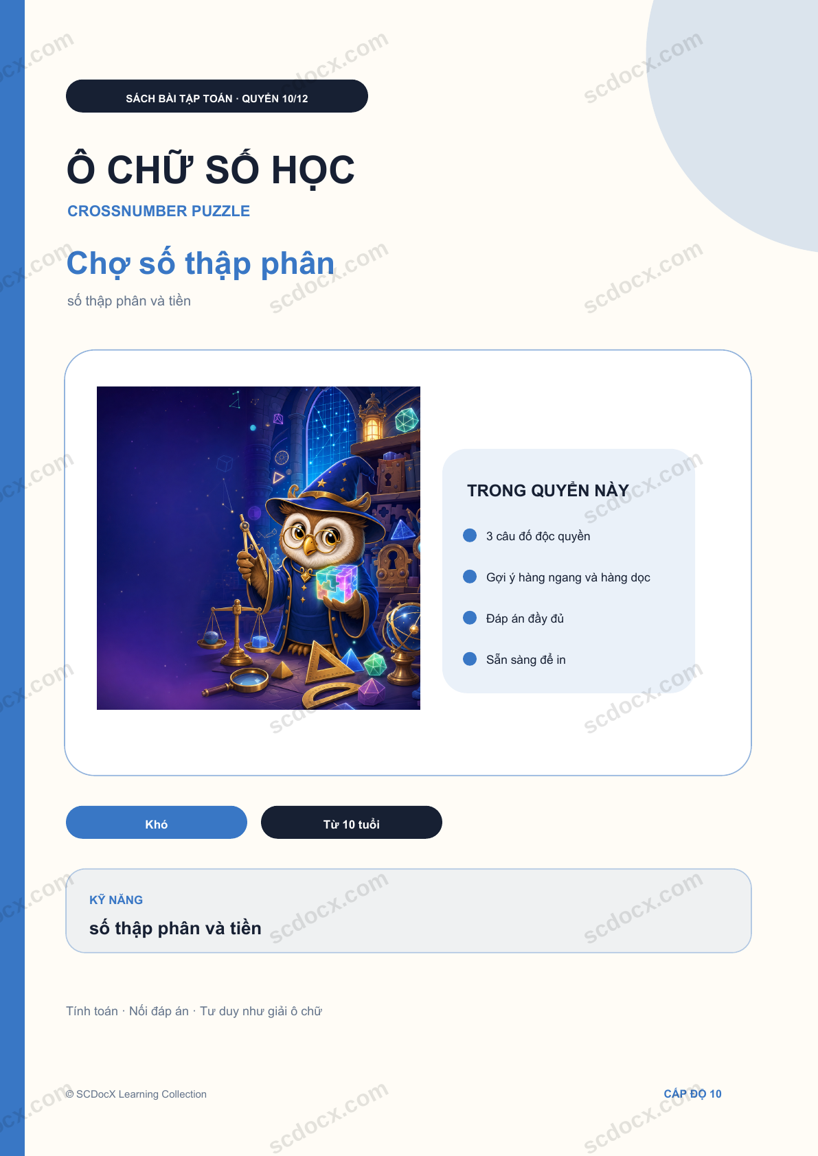 Ô chữ số học Cấp độ 10 | Chợ số thập phân có đáp án
