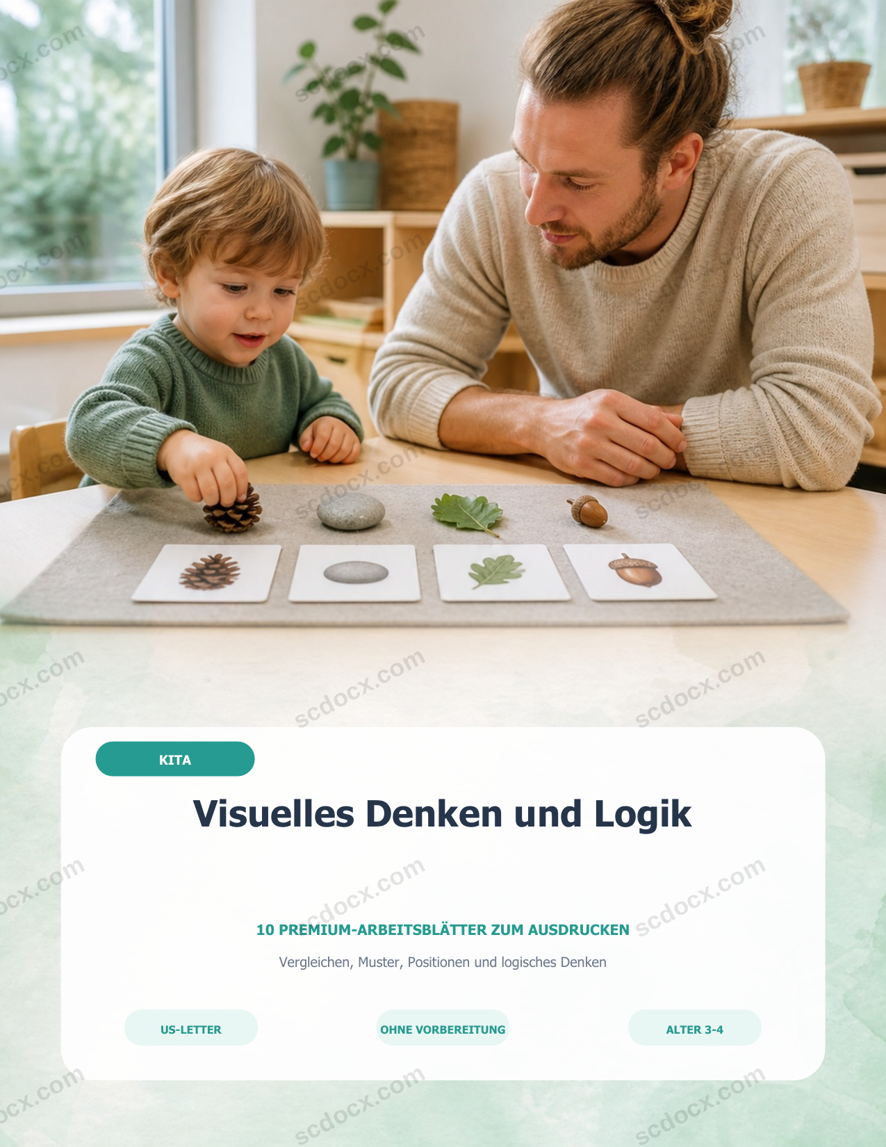 DEUTSCH | Visuelles Denken und Logik | Kita | 10 Premium-Arbeitsblätter