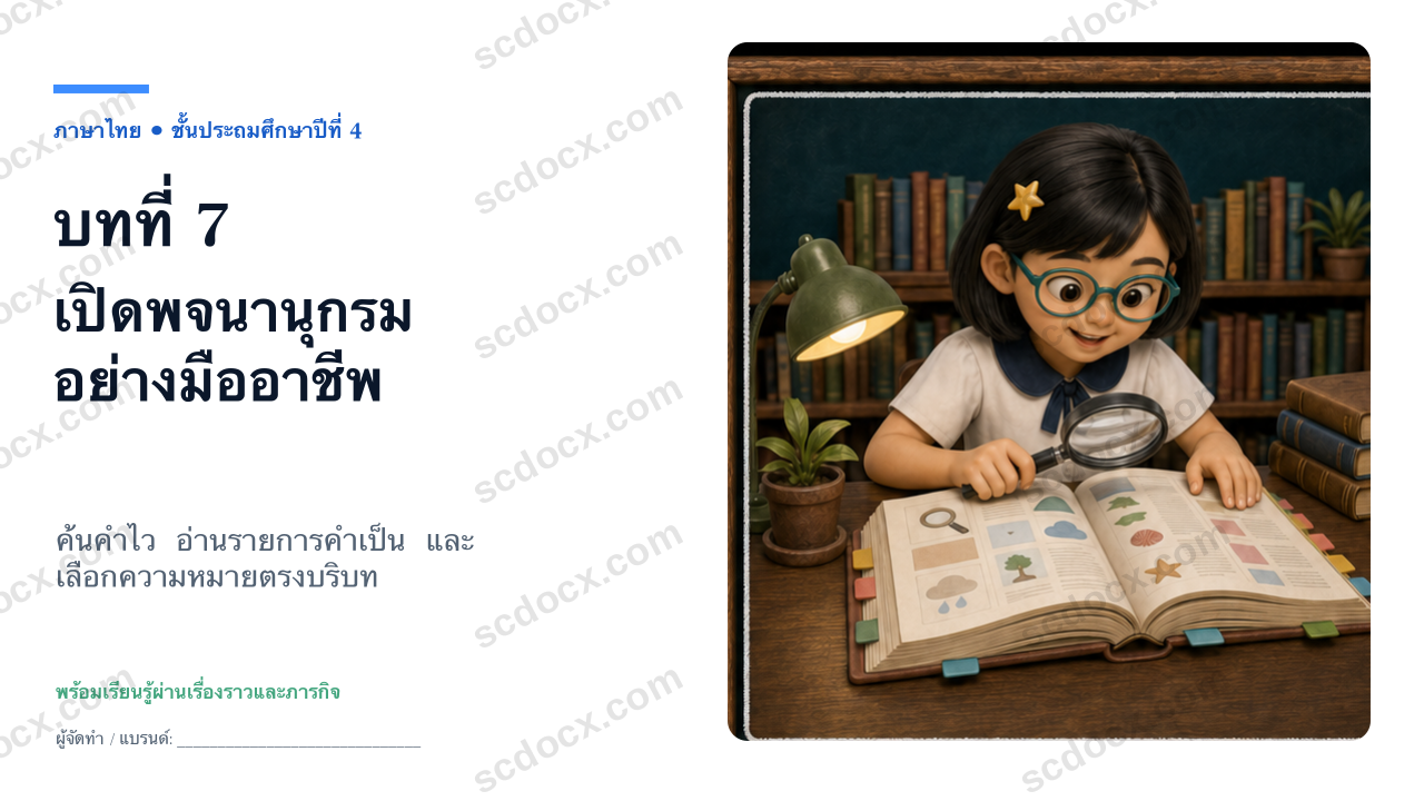PowerPoint ภาษาไทย ป.4 บทที่ 7 นักสืบคำศัพท์