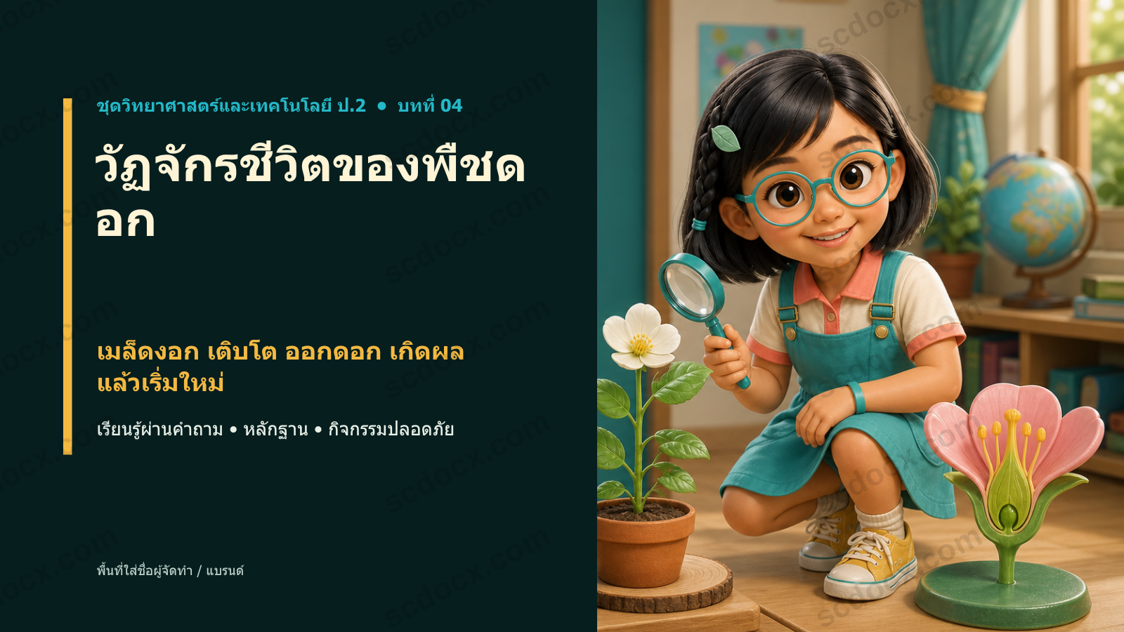PowerPoint วิทยาศาสตร์ ป.2 บทที่ 04 วัฏจักรชีวิตของพืชดอก พร้อมสอน