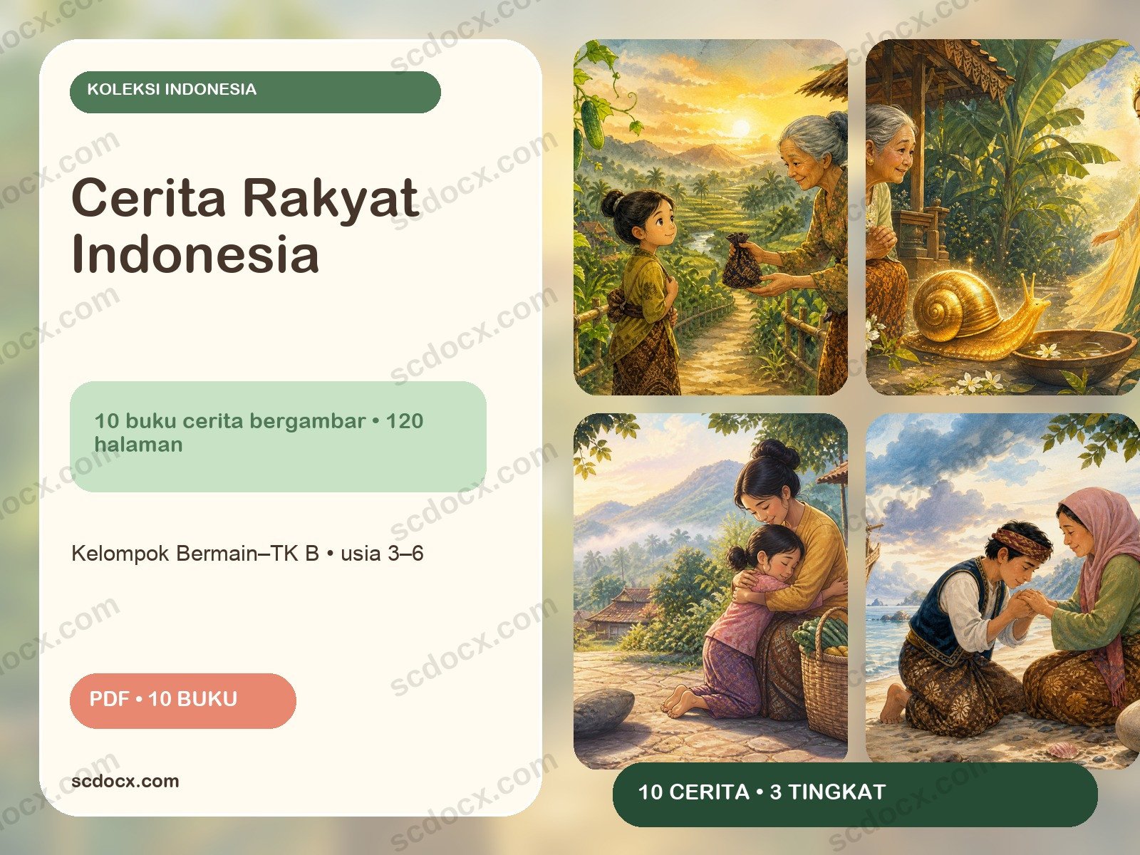 Cerita Rakyat Indonesia — Paket 10 Buku Bergambar Usia 3–6