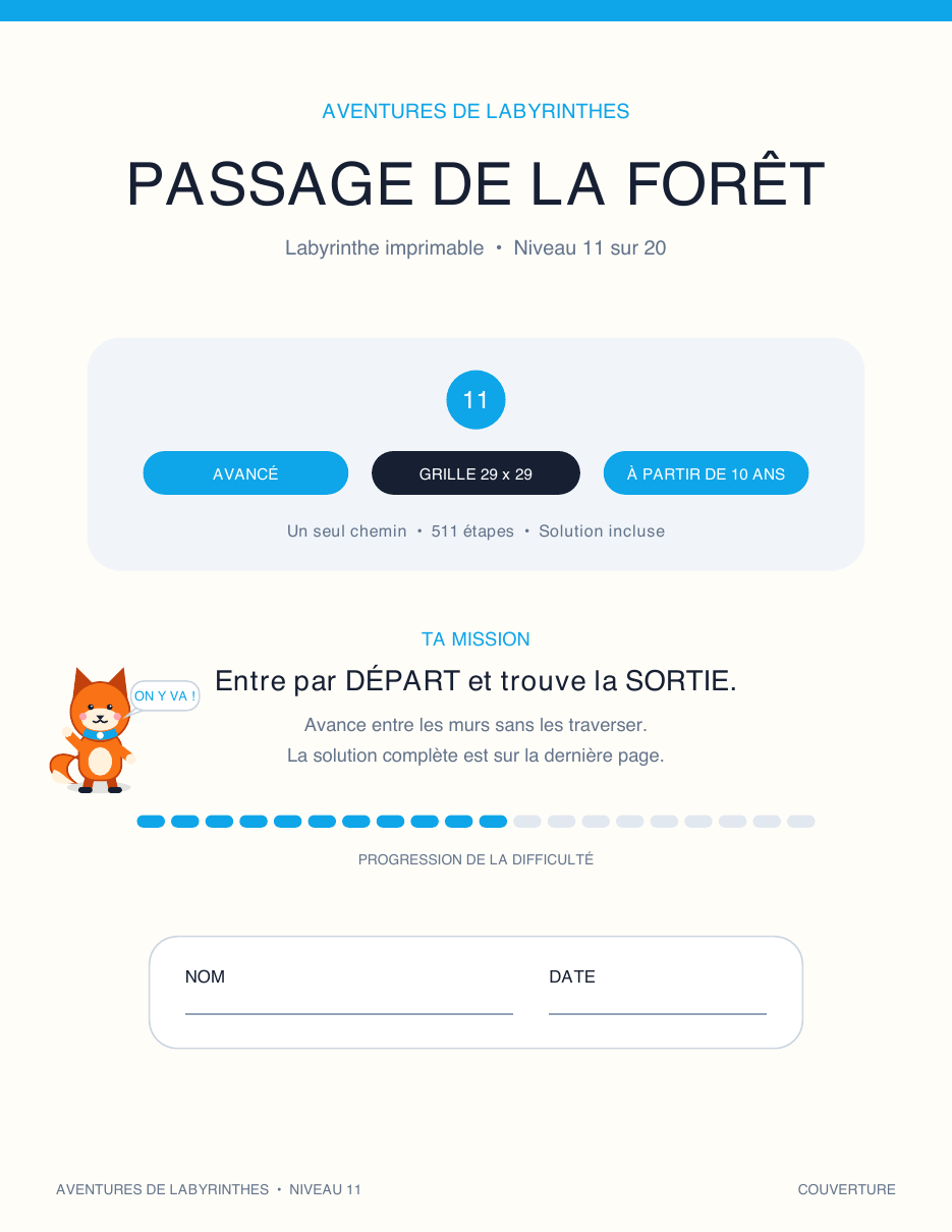 Labyrinthe Illustré Gratuit en Français 11 - Passage de la Forêt (Avec Corrigé)