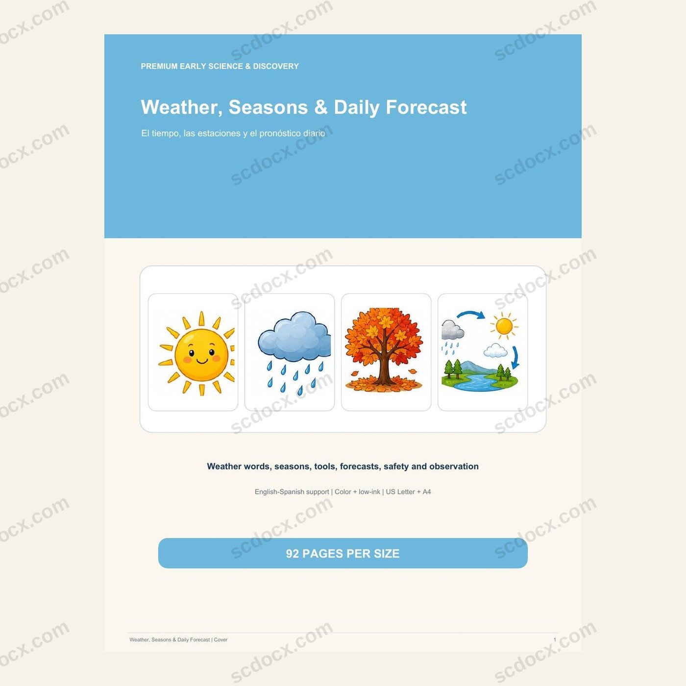 Bilingual Weather, Seasons & Daily Forecast | อากาศและฤดูกาล 92 หน้า
