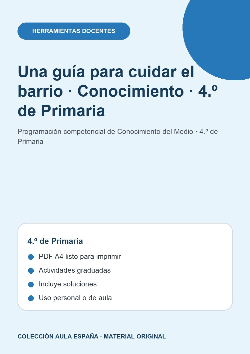 Una guía para cuidar el barrio · Conocimiento · 4.º de Primaria
