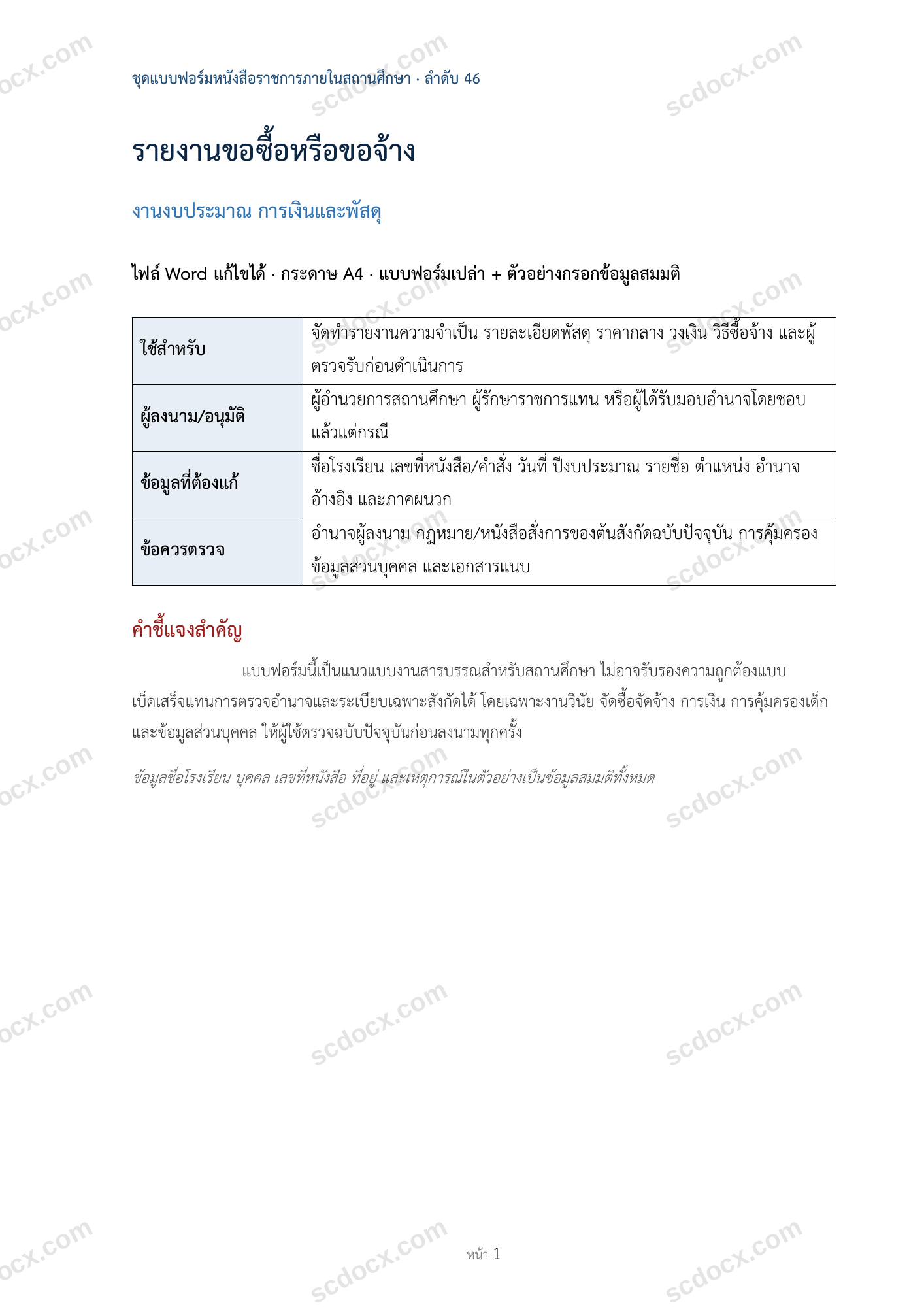 รายงานขอซื้อหรือขอจ้าง