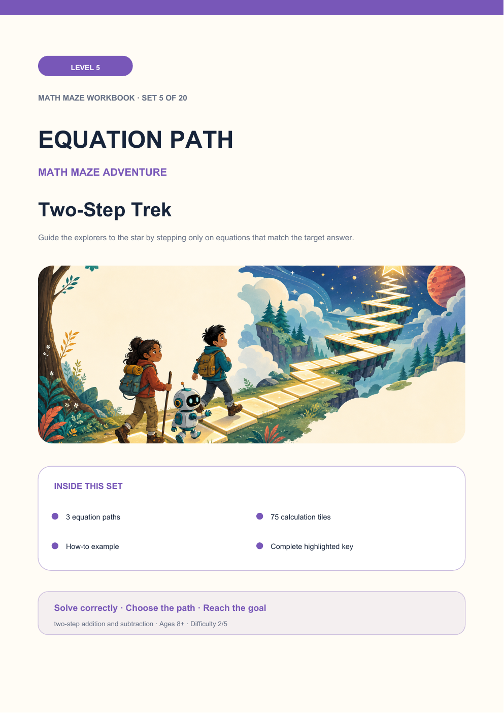 Equation Path Level 5 | Two-Step Trek with Answers