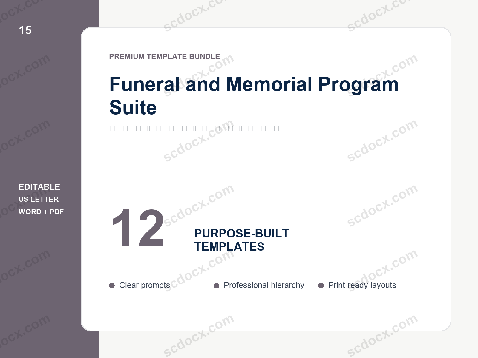 Funeral and Memorial Program Suite | 12 Editable US Letter Templates