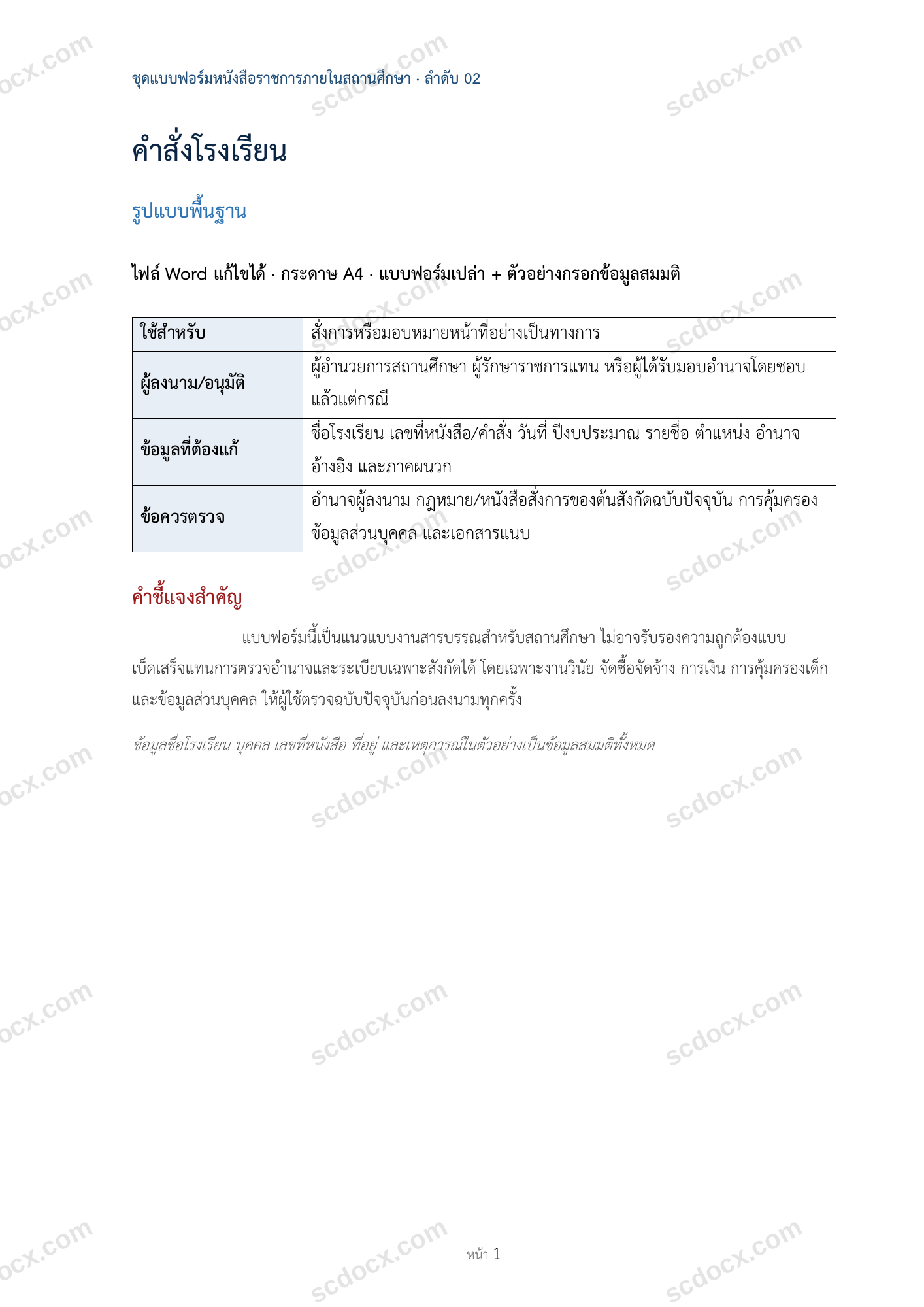 คำสั่งโรงเรียน
