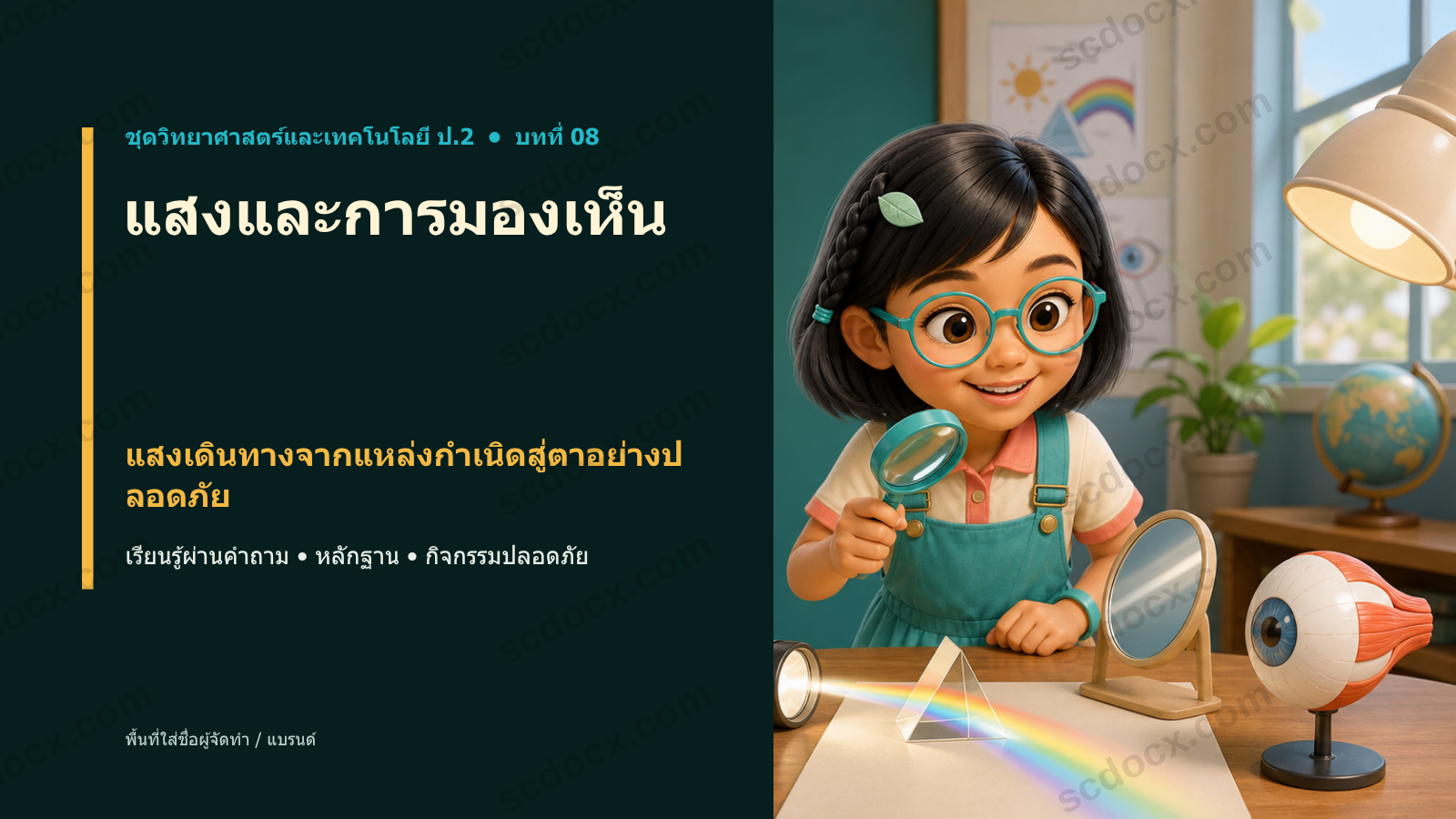 PowerPoint วิทยาศาสตร์ ป.2 บทที่ 08 แสงและการมองเห็น พร้อมสอน