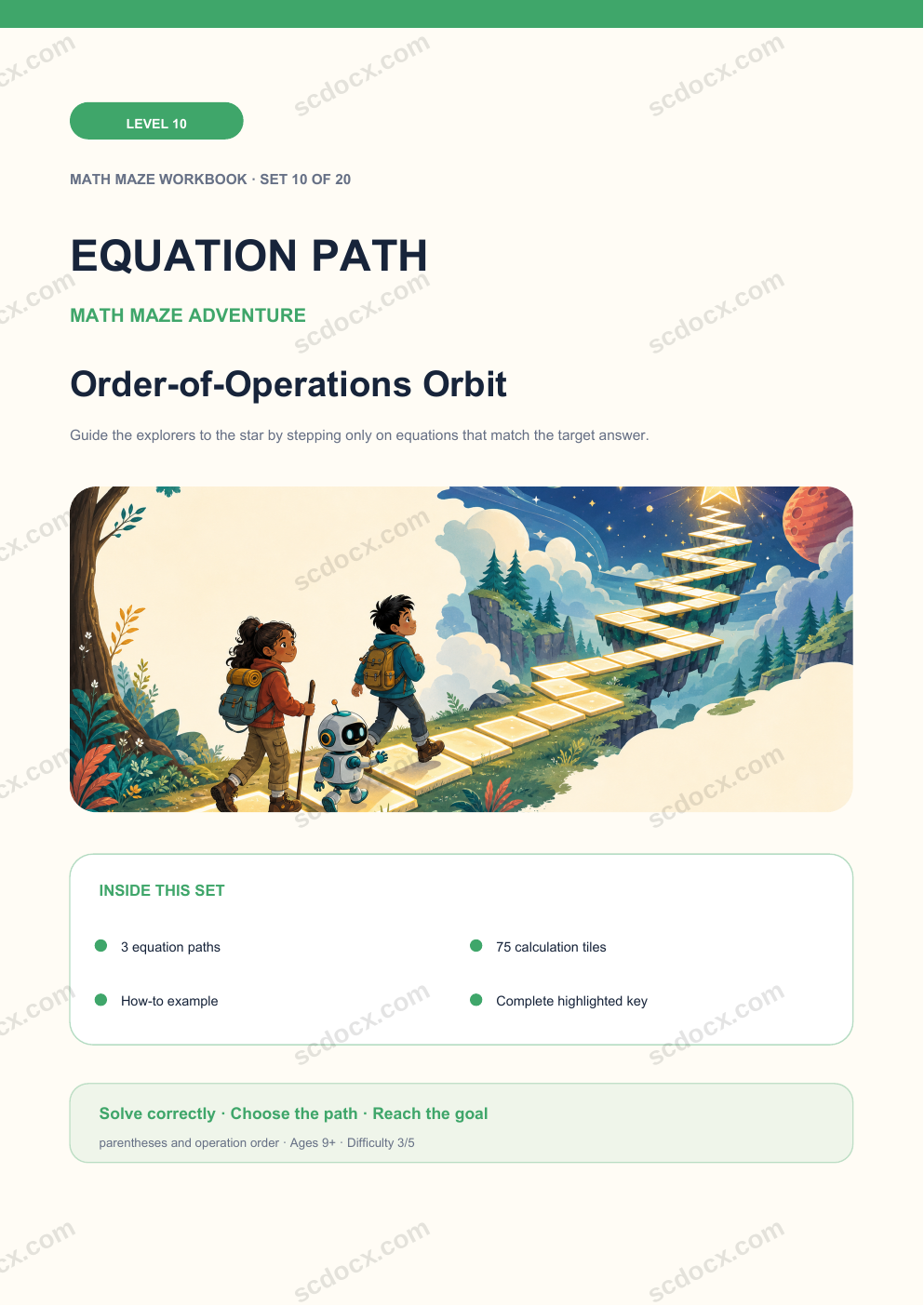 Equation Path Level 10 | Order-of-Operations Orbit with Answers